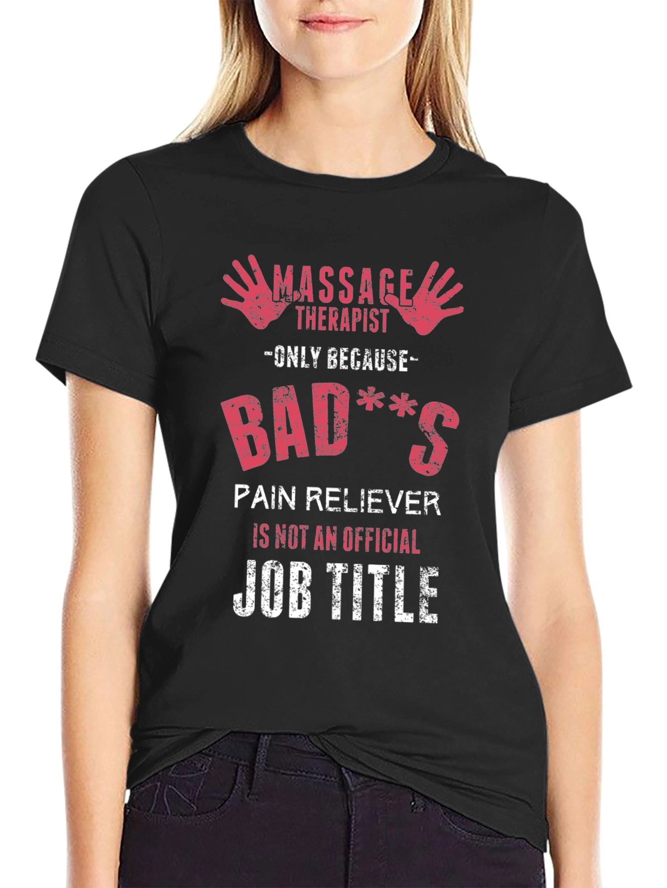 Black Massage Therapist Novelty T-Shirt - Badass Pain Reliever view 2