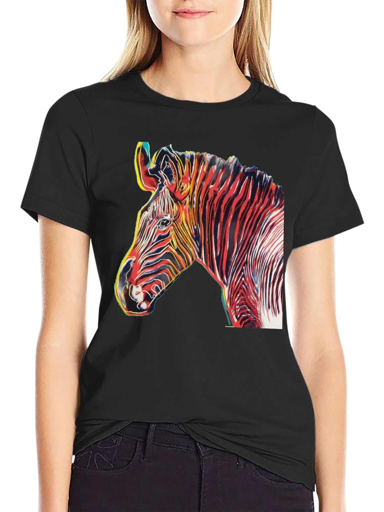 Black Zebra Art Graphic T-Shirt view 2