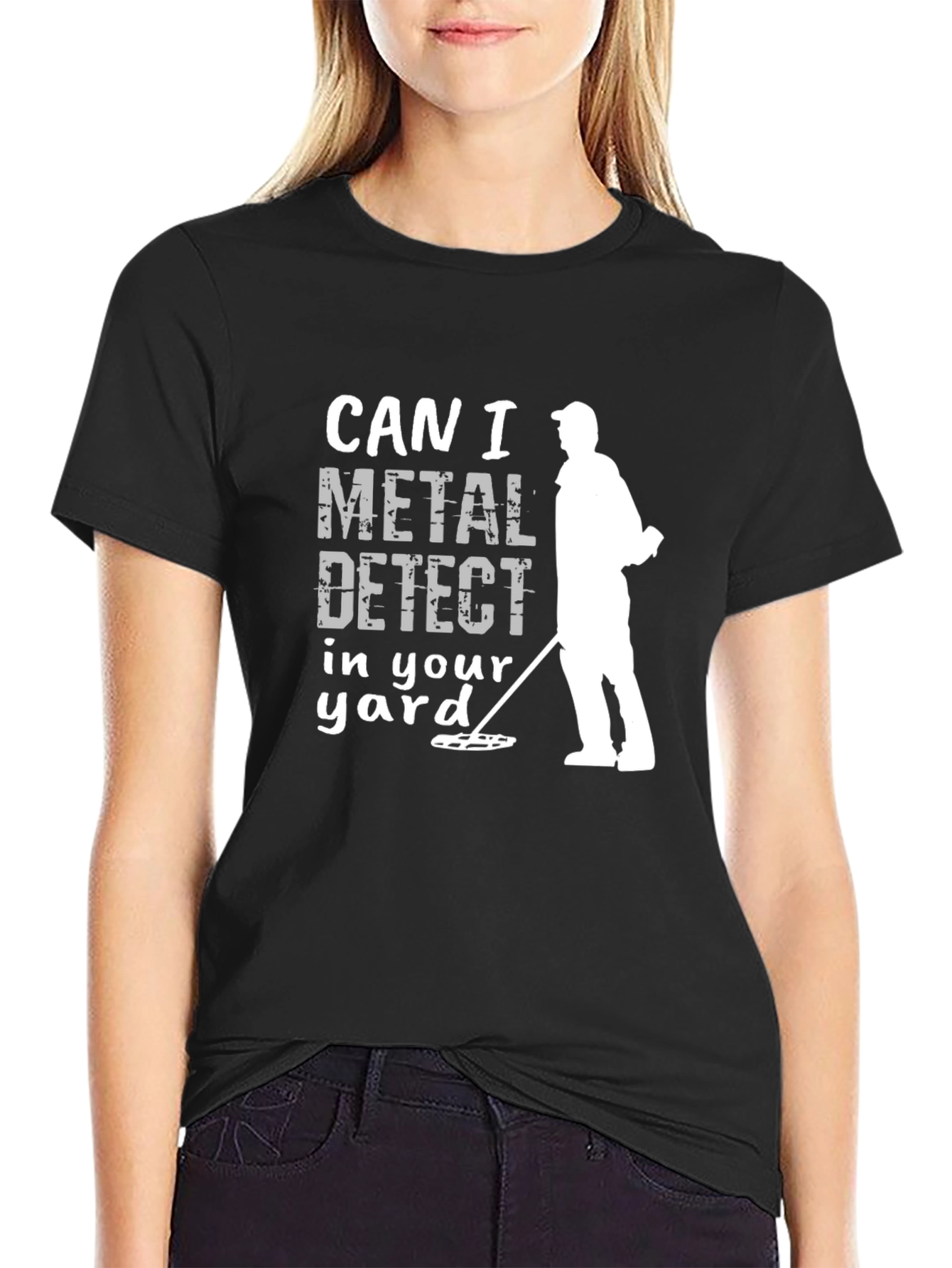 Black Metal Detecting T-Shirt, Can I Detect? view 2