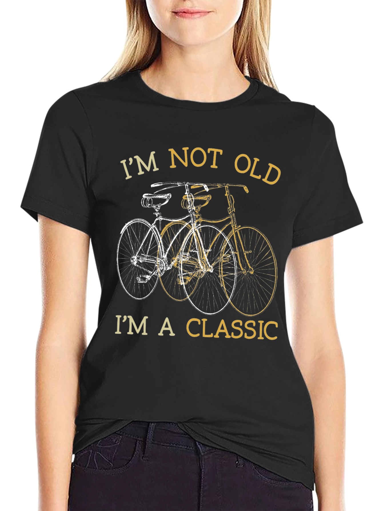 Black Classic Bicycle T-Shirt - "I'm Not Old, I'm A Classic" view 2