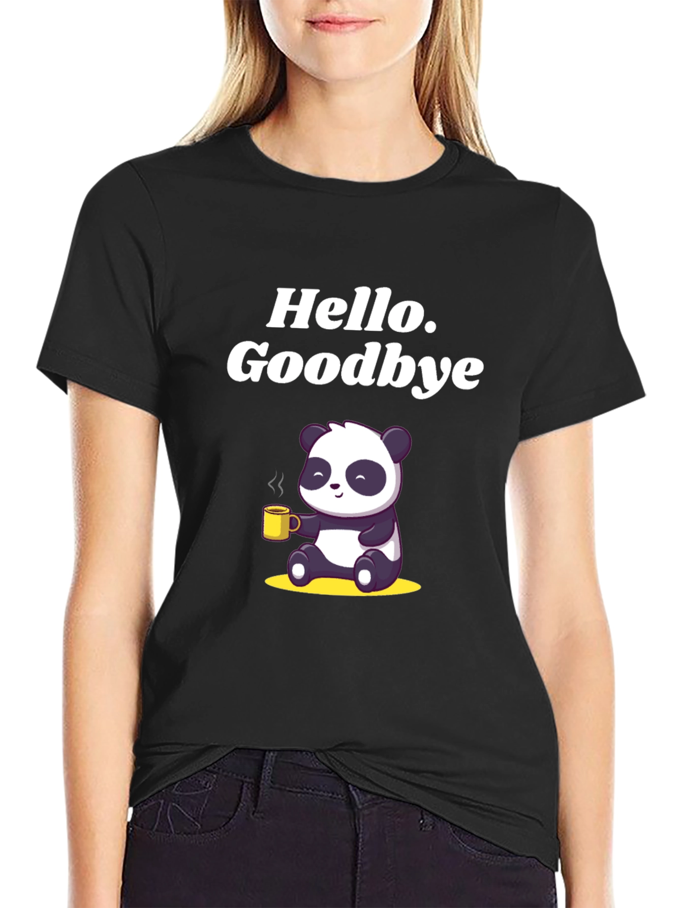 Black Hello Goodbye Panda T-Shirt view 2