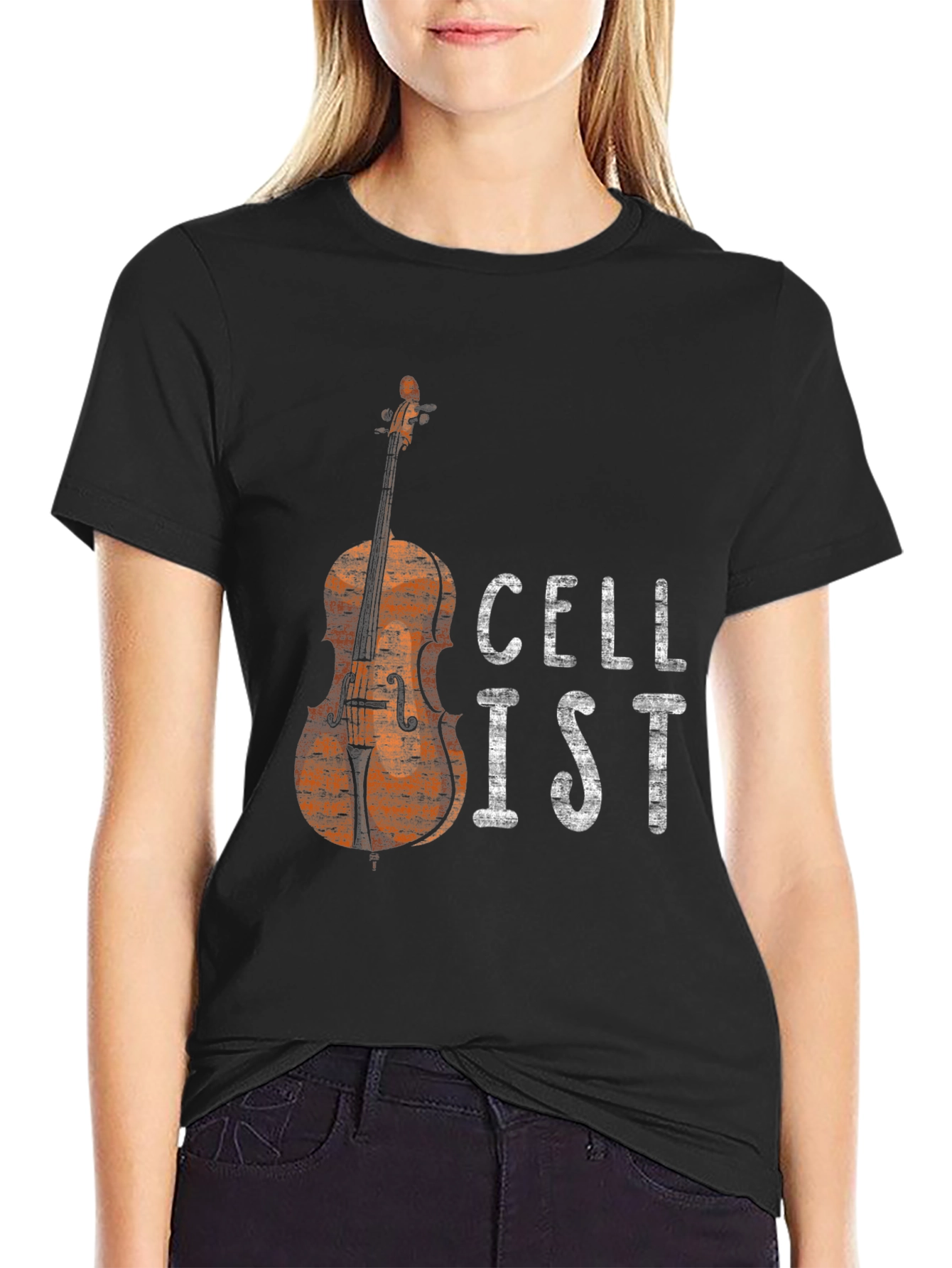 Black Cellist Graphic Tee - Musician T-Shirt view 2