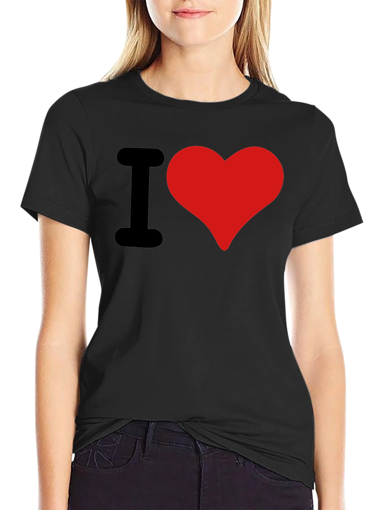 Black I Heart Graphic Tee - Bold Statement T-Shirt view 2