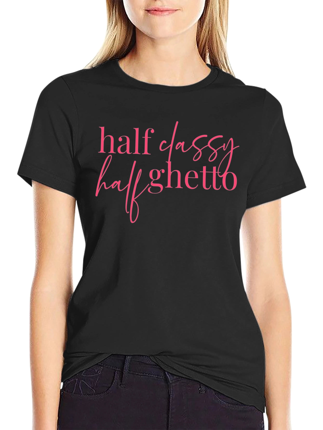 Black Half Classy Half Ghetto Graphic Tee view 2