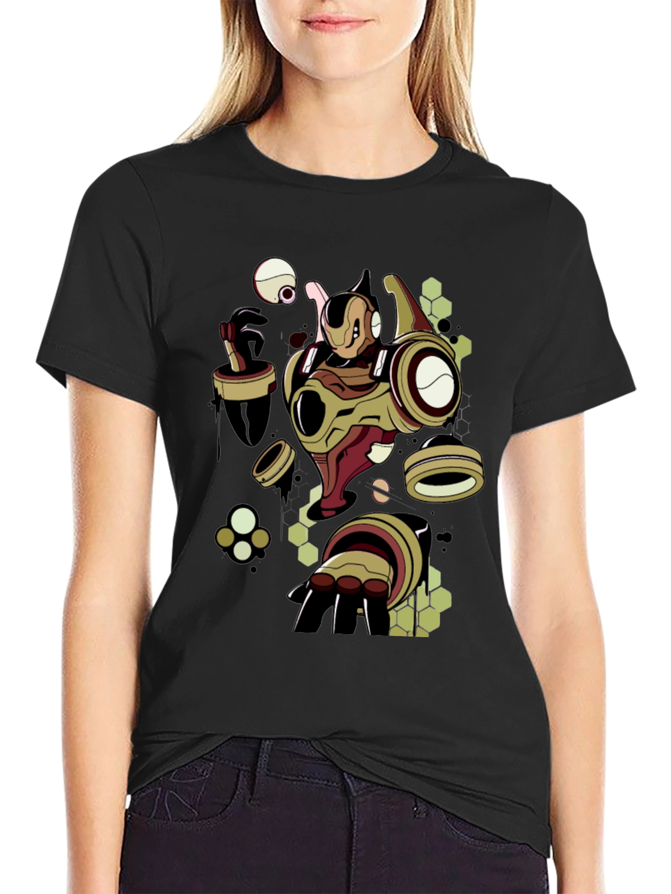 Black Graphic Print Black T-Shirt view 2