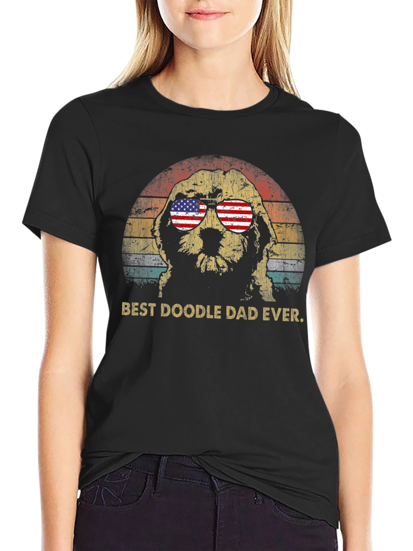 Black Best Doodle Dad Ever T-Shirt view 2