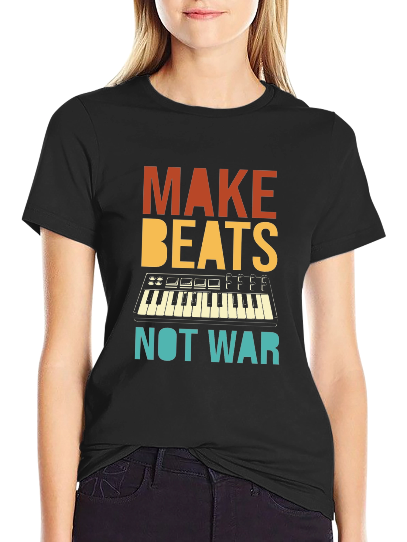 Black Make Beats Not War Graphic T-Shirt view 2