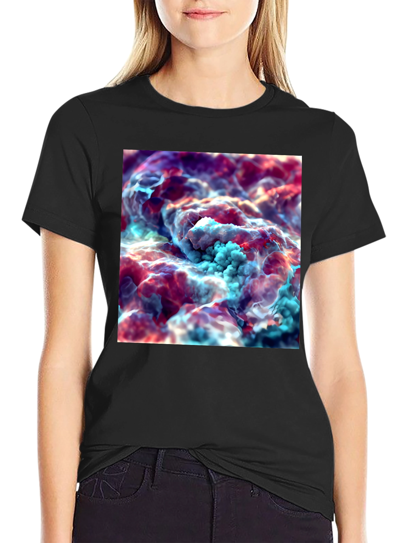 Black Abstract Cloudscape Graphic Tee - Unisex Black T-Shirt view 2