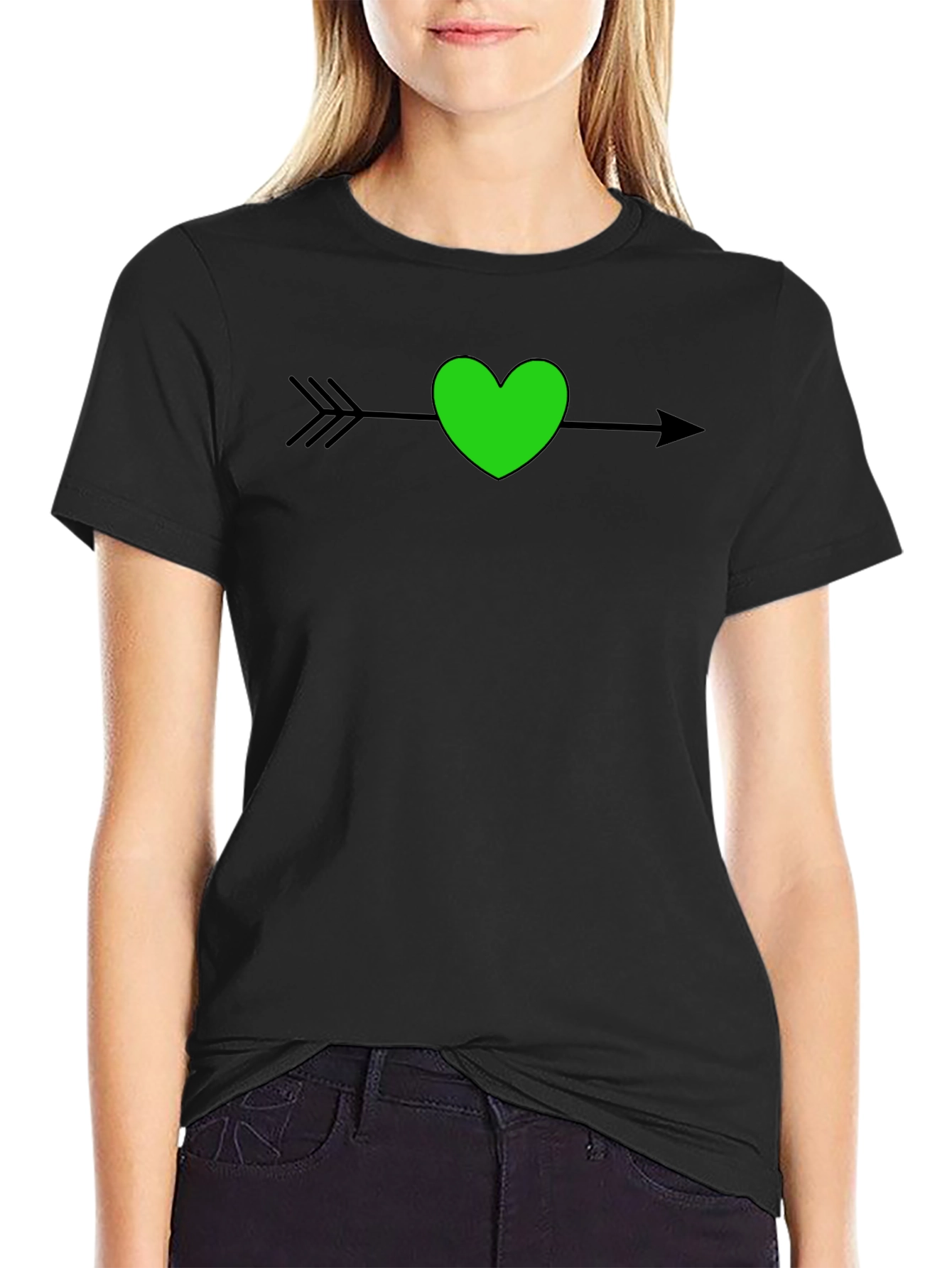 Black Heart Arrow T-Shirt - Stylish Graphic Tee view 2