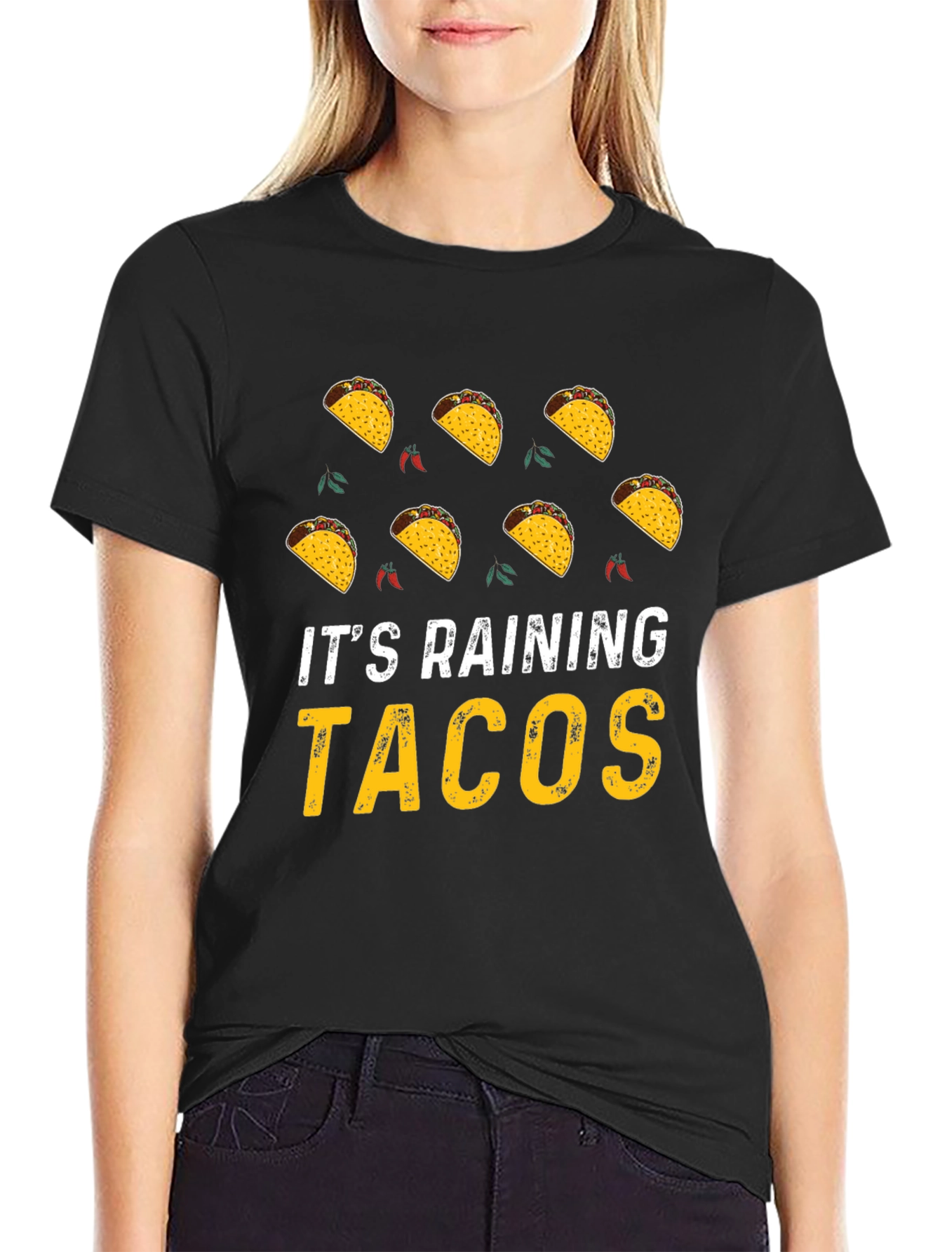Black It's Raining Tacos Graphic T-Shirt view 2