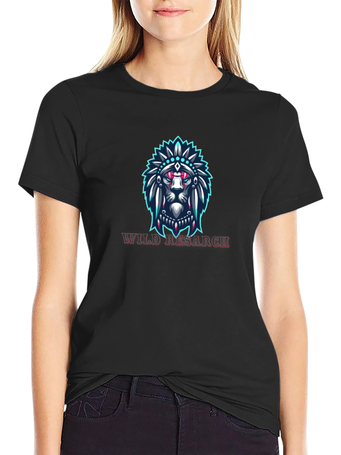 Black Lion Headdress Graphic Tee - Wild Research view 2