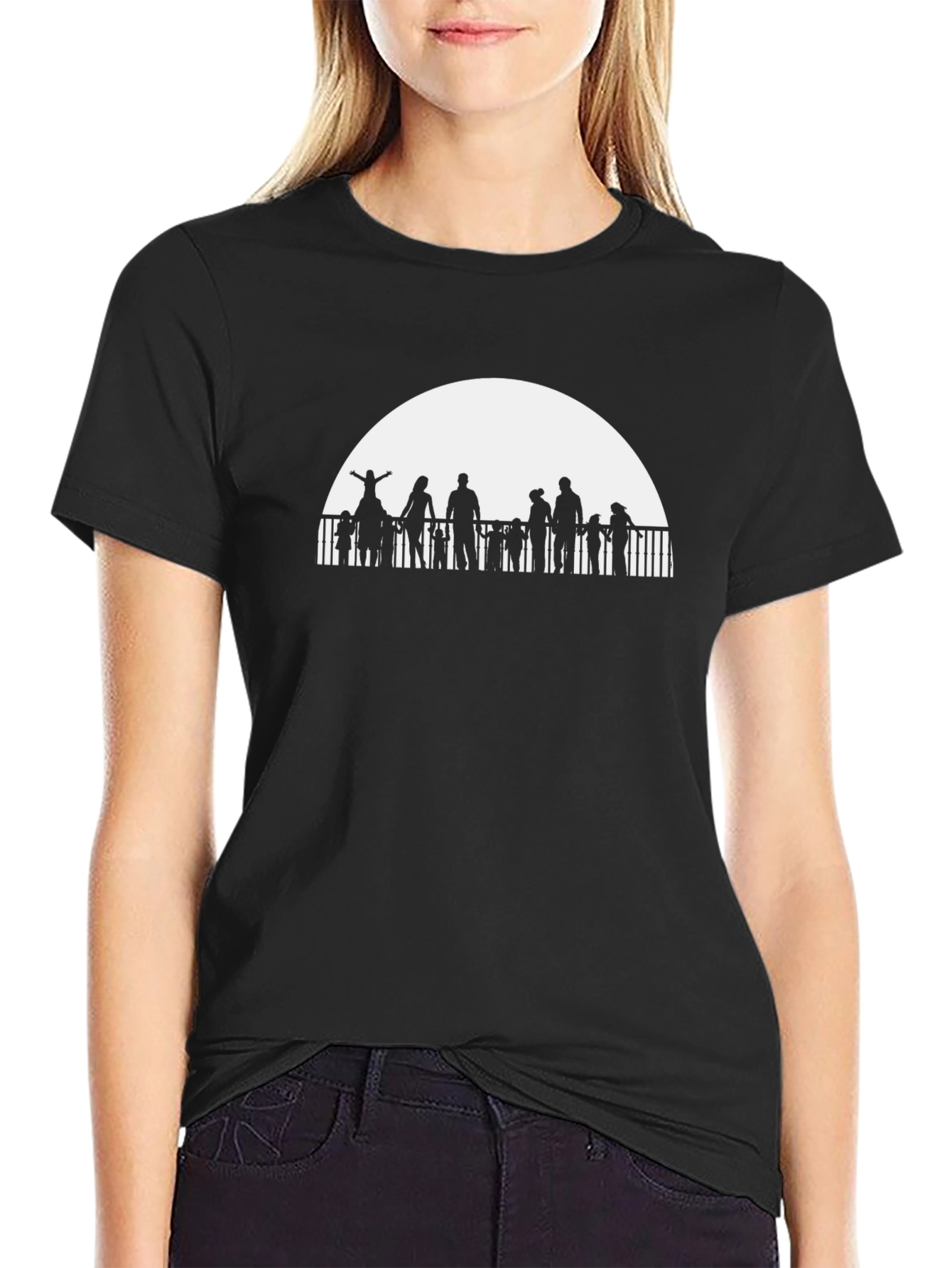 Black Family Silhouette Graphic T-Shirt view 2
