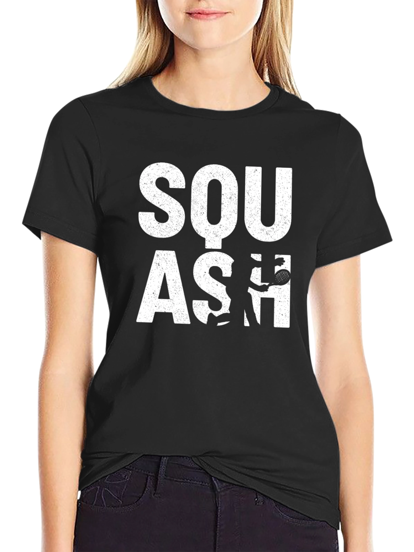 Black Squash Player Graphic T-Shirt view 2