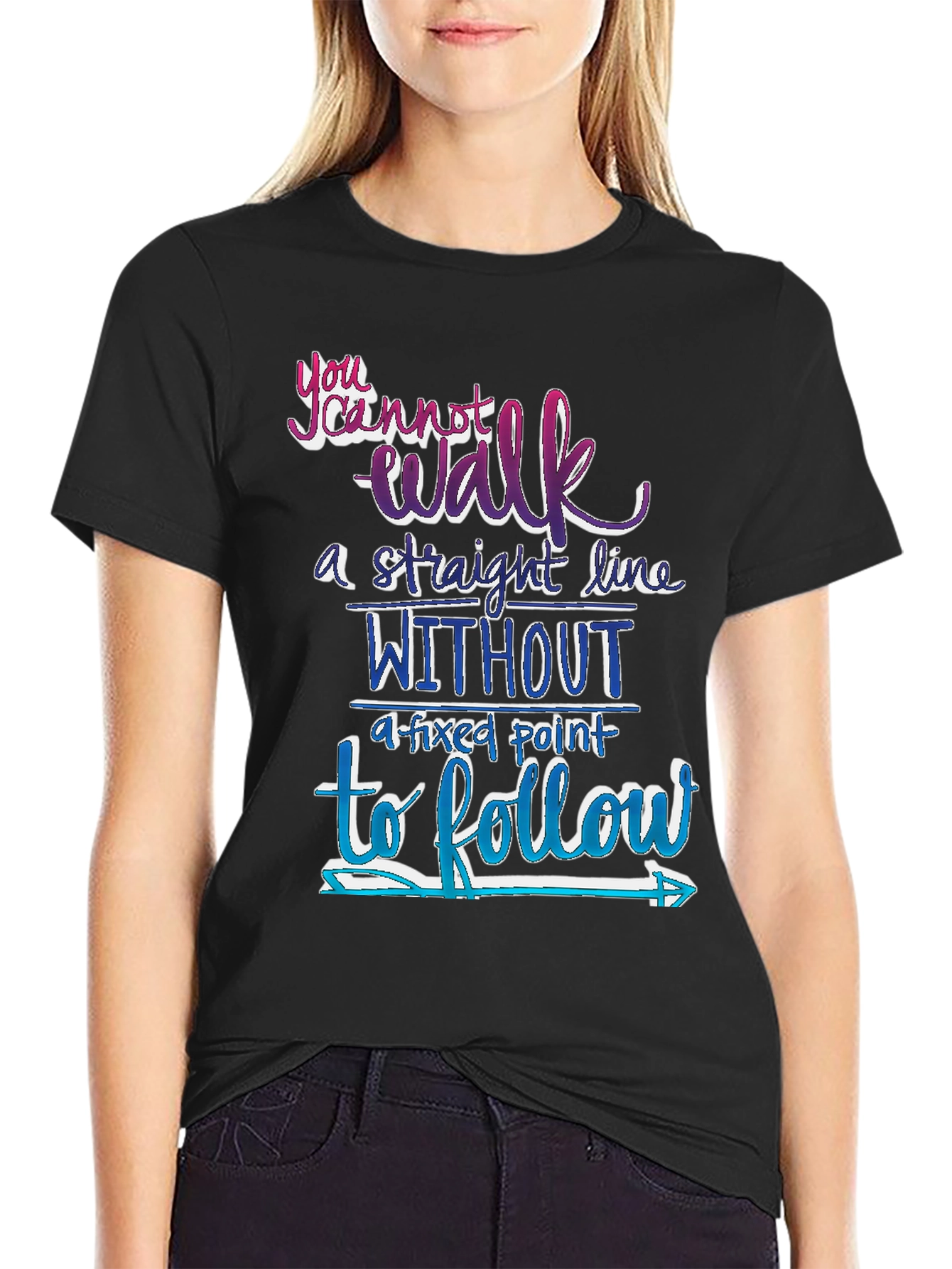 Black Motivational Graphic T-Shirt: Follow Your Path view 2