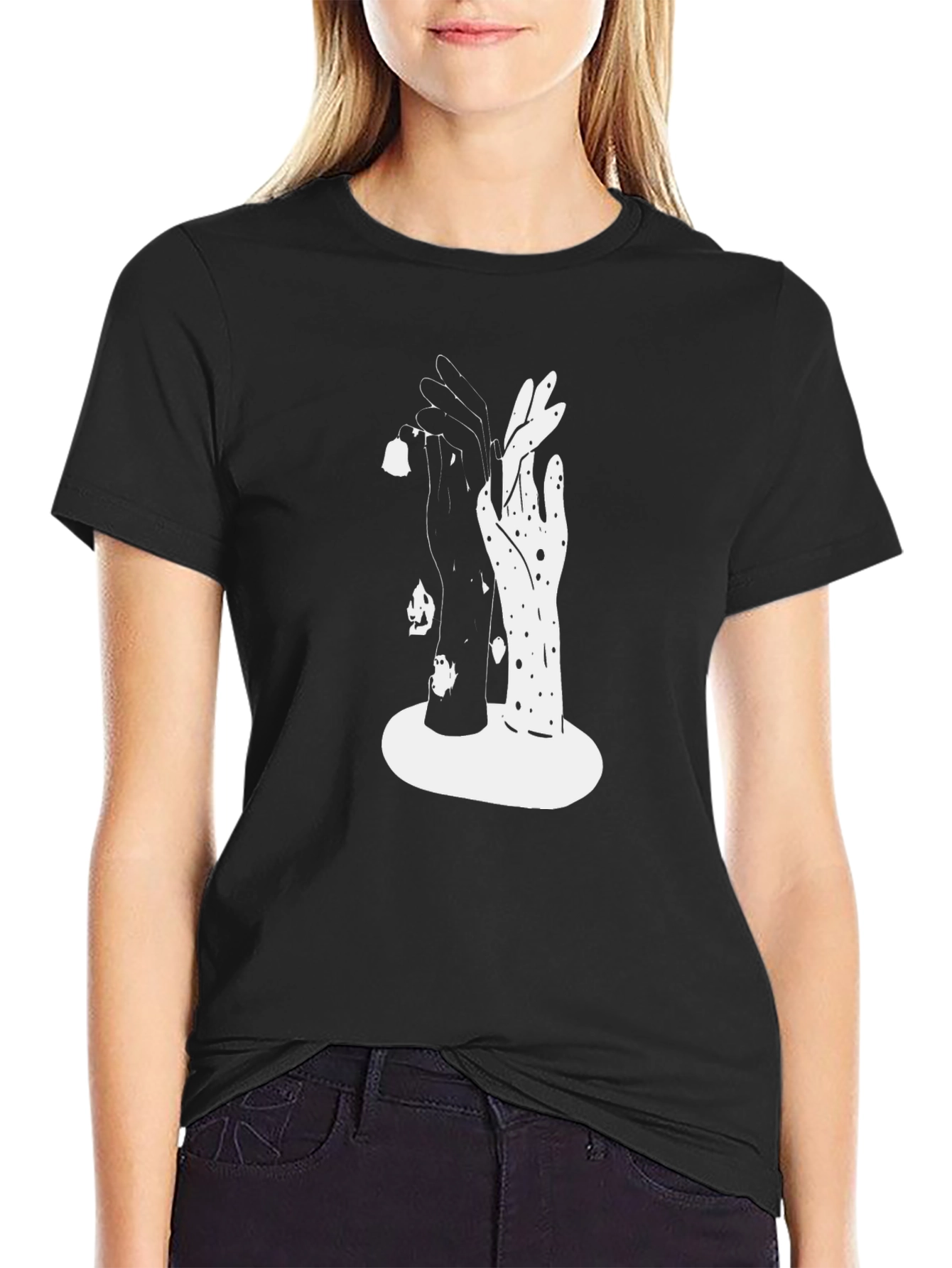 Black Yin Yang Hands Graphic Tee - Unisex view 2