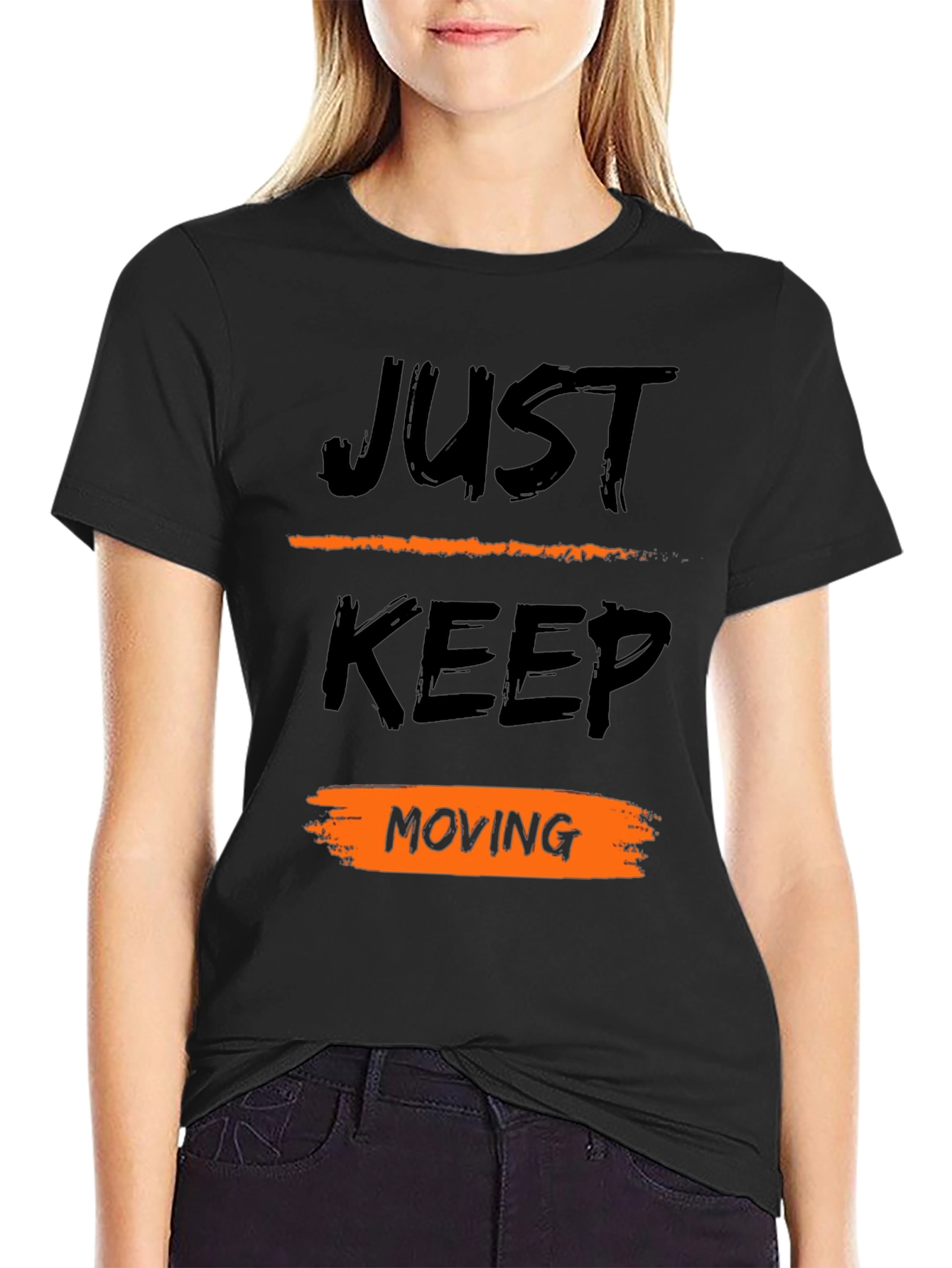 Black Just Keep Moving Black T-Shirt view 2