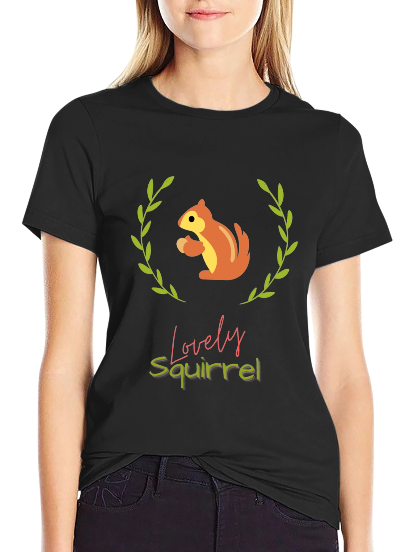 Black Lovely Squirrel Graphic Tee - Comfort & Style view 2