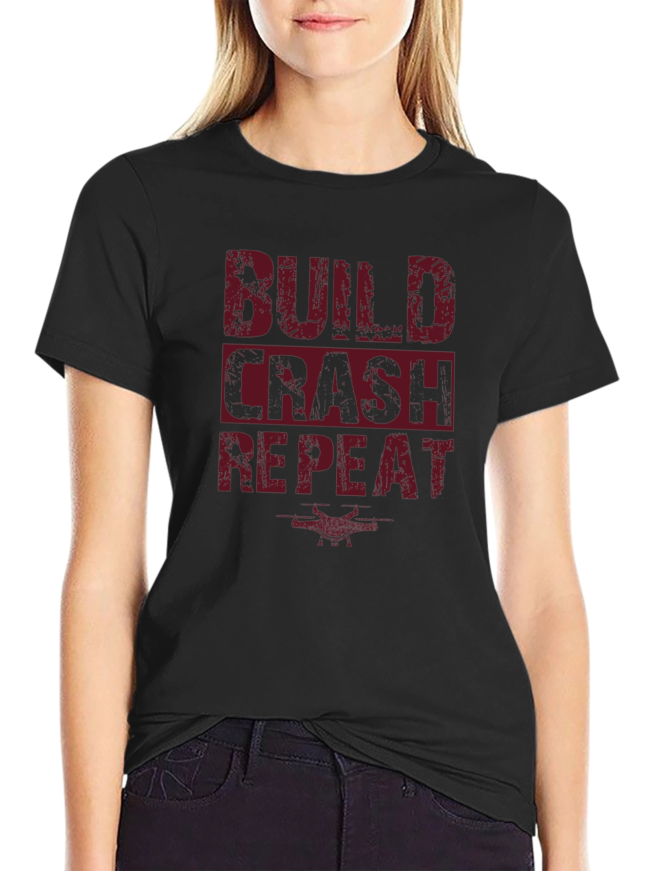 Black Build Crash Repeat Graphic T-Shirt view 2