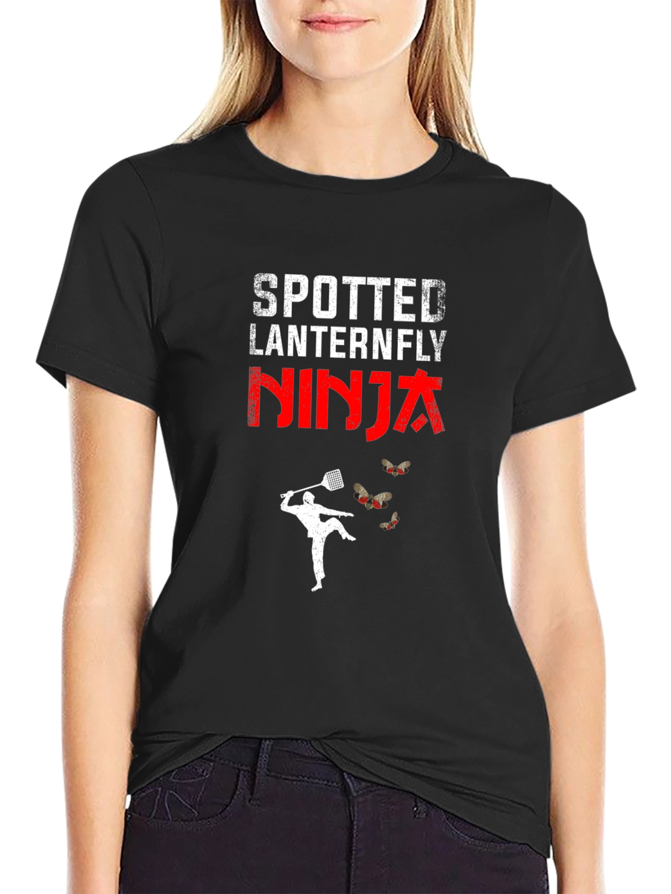 Black Spotted Lanternfly Ninja T-Shirt view 2