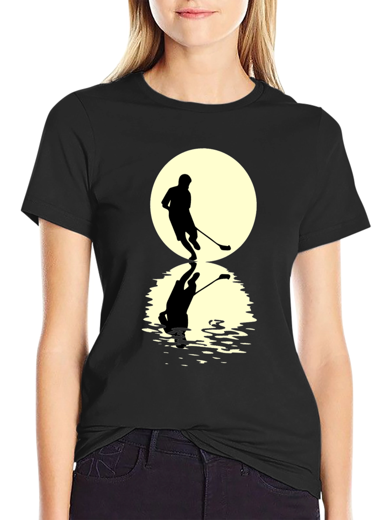 Black Hockey Player Graphic T-Shirt view 2