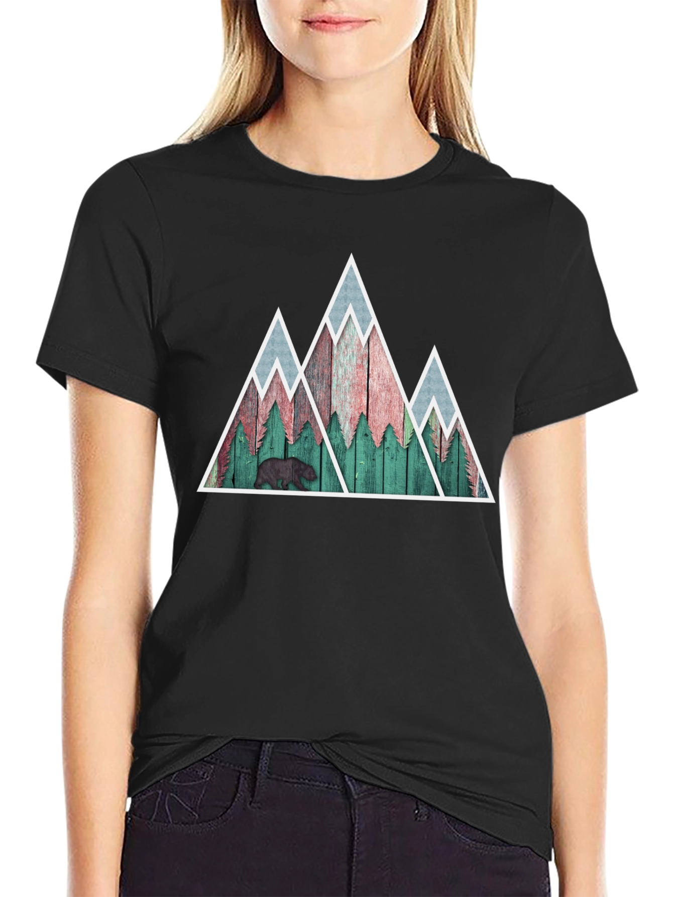 Black Mountain Bear Graphic Tee - Nature Inspired Mens Shirt view 2