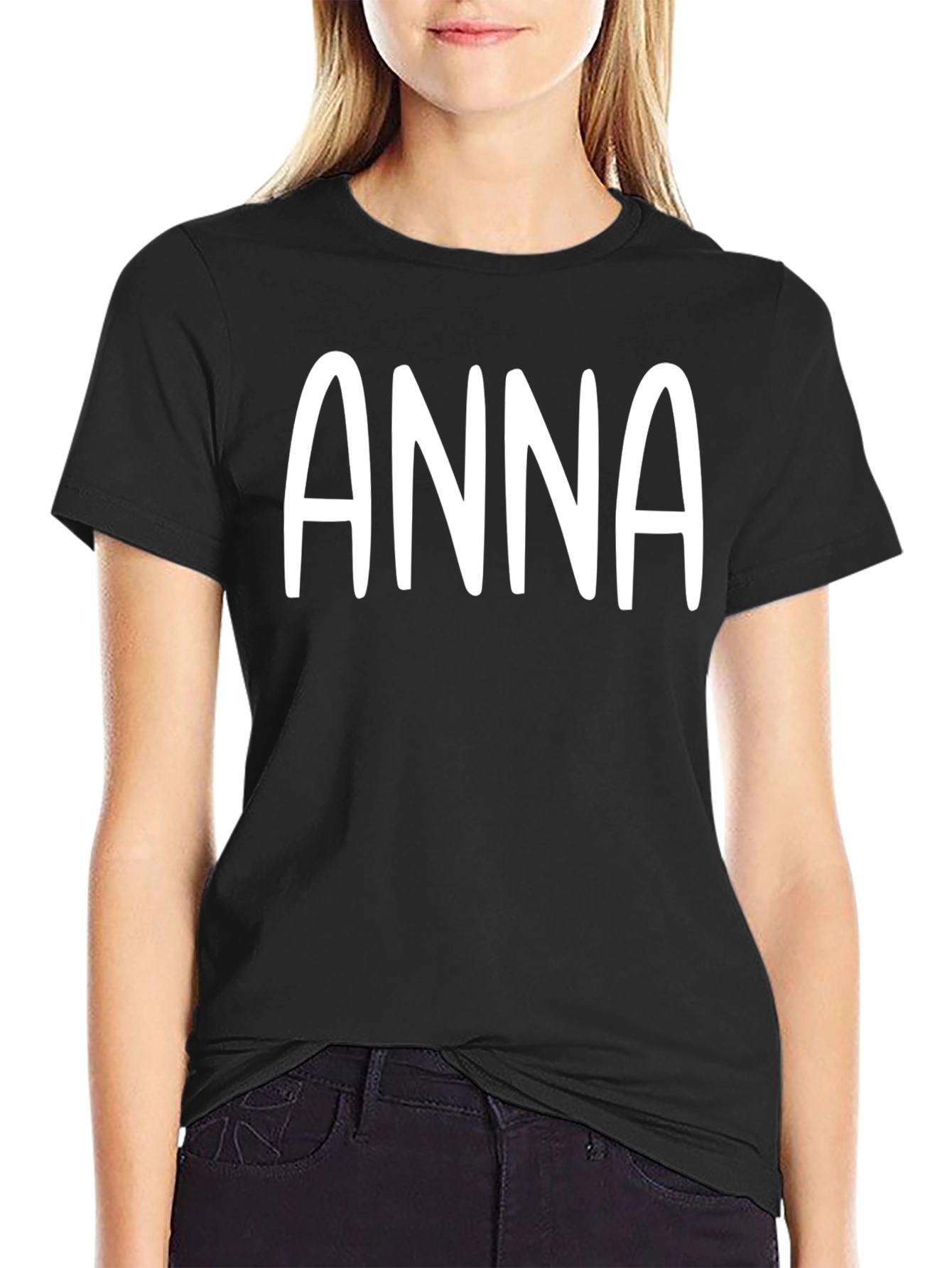 Black Personalized 'ANNA' Black T-Shirt view 2