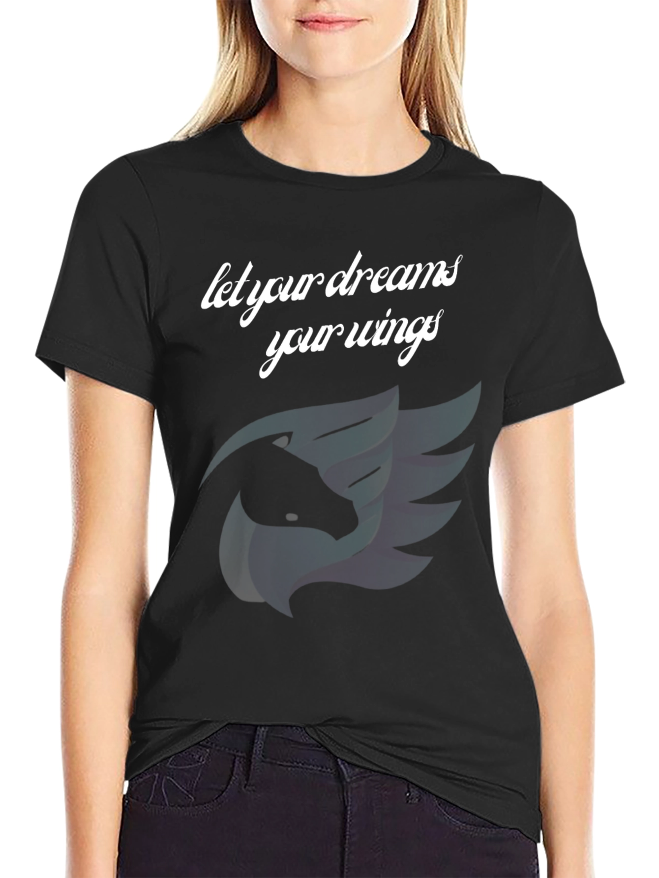 Black Dream Wings Graphic T-Shirt - Unleash Your Potential view 2