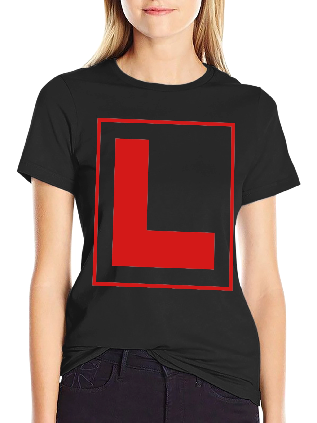 Black Red L Plate Graphic Black T-Shirt view 2