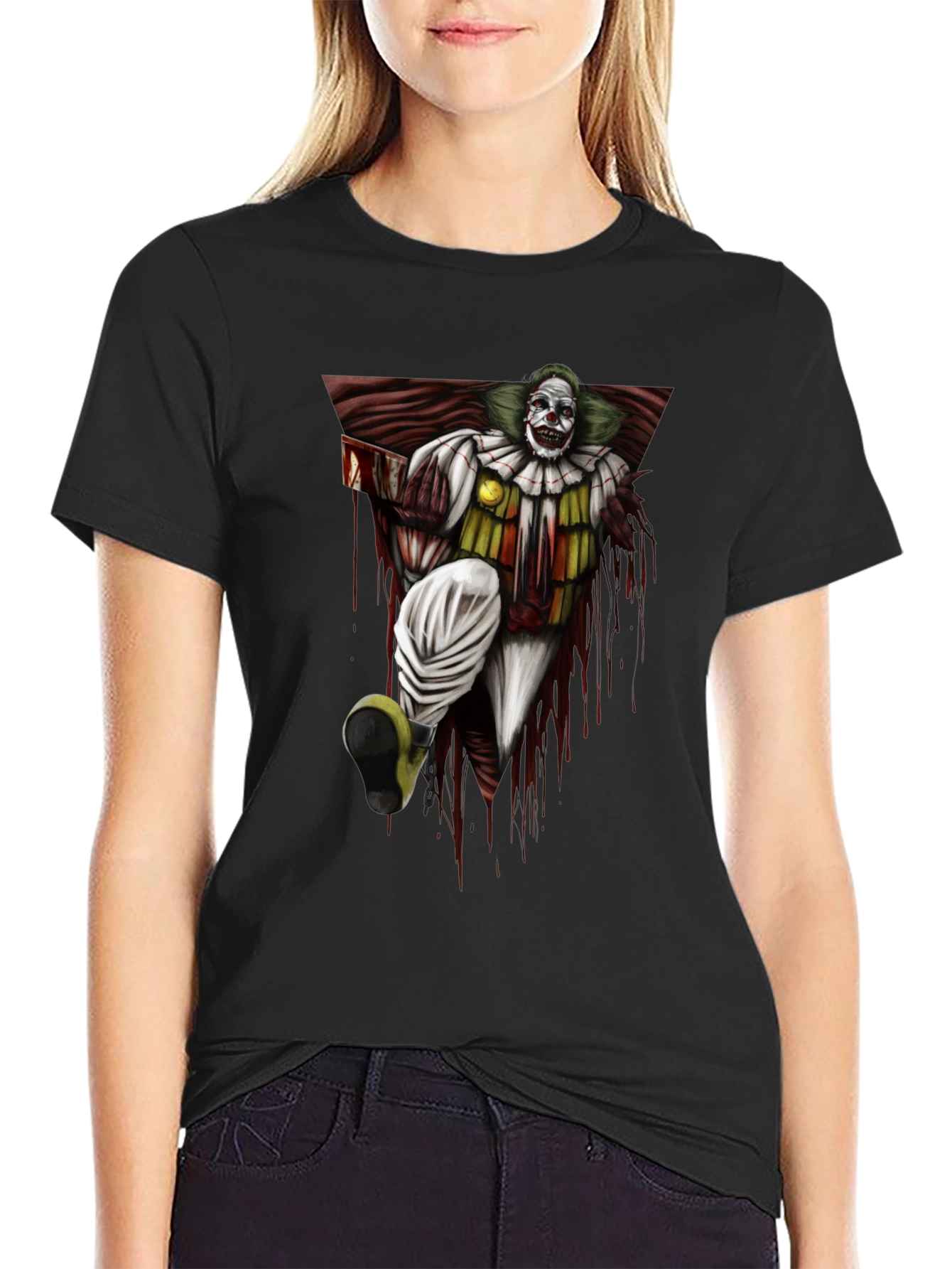 Black Killer Clown Graphic Tee - Horror T-Shirt view 2