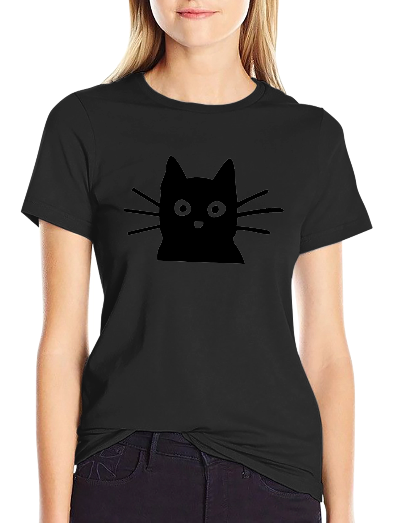 Black Black Cat Graphic Tee - Soft Cotton Blend view 2