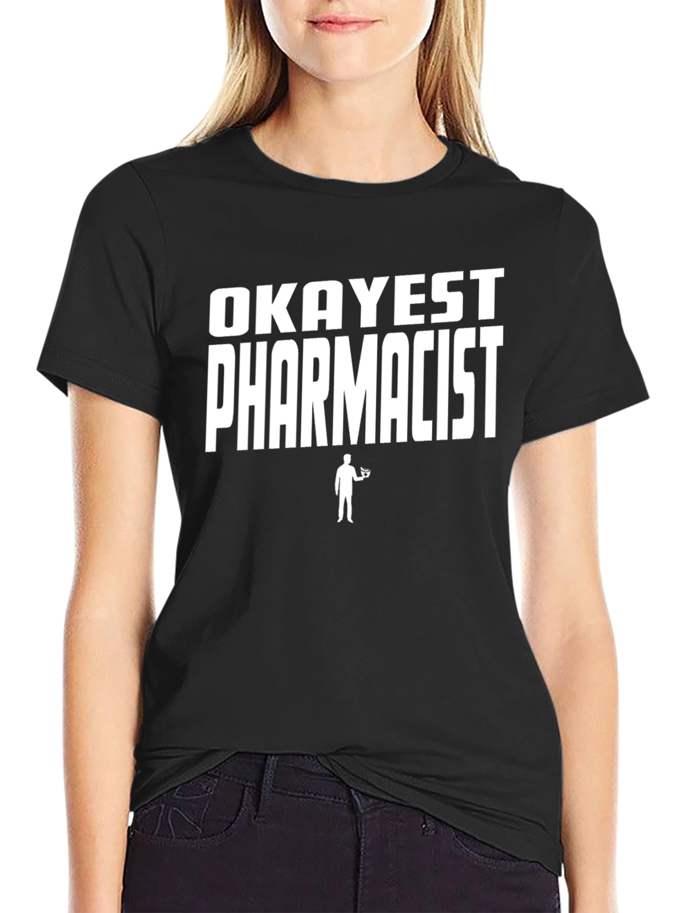 Black Okayest Pharmacist Novelty T-Shirt view 2