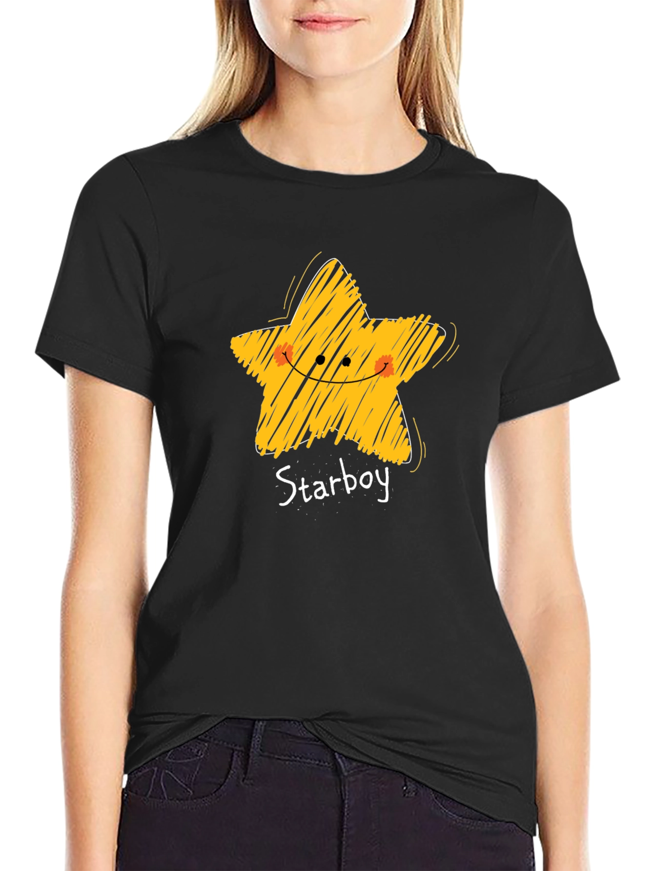 Black Starboy Graphic Tee - Casual Black T-Shirt view 2
