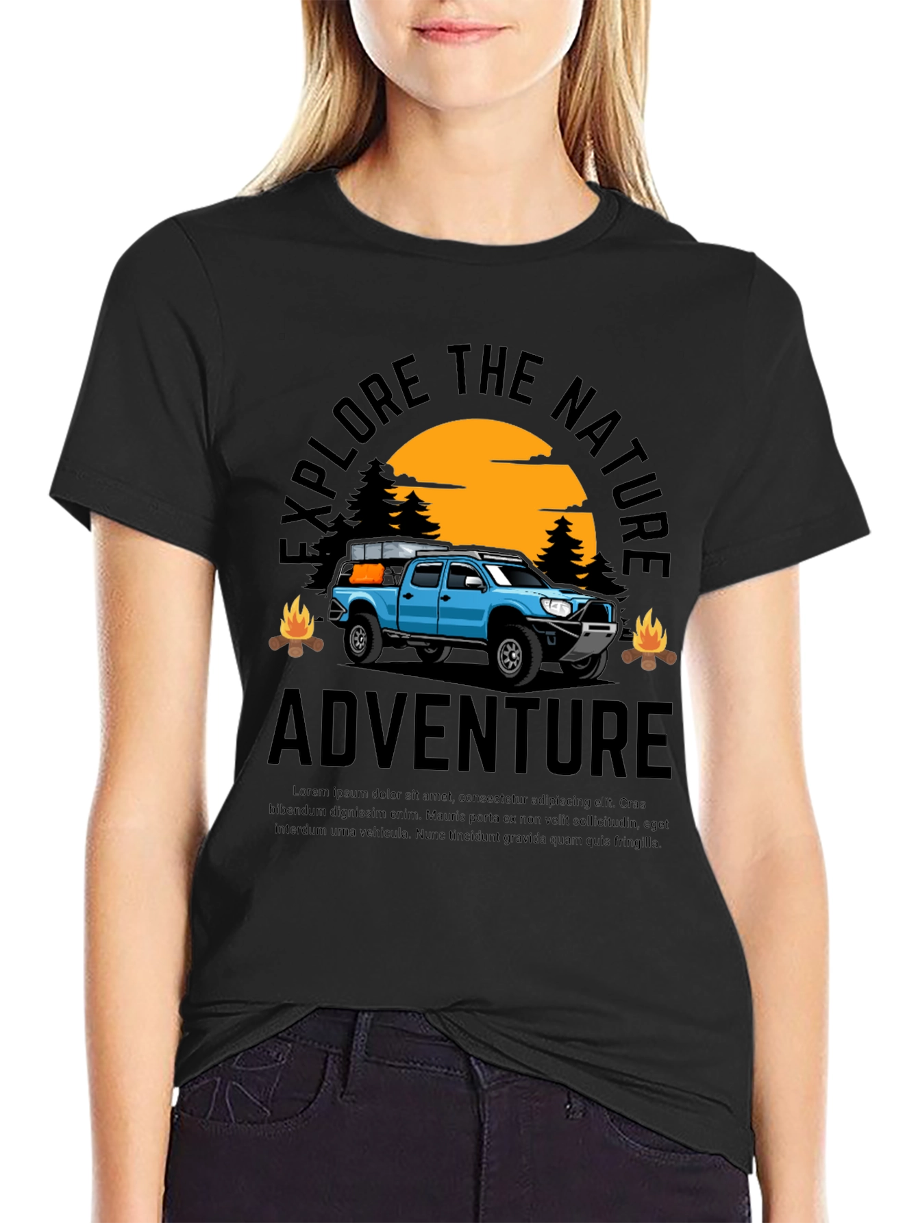 Black Explore Nature Adventure Graphic Tee - Black view 2