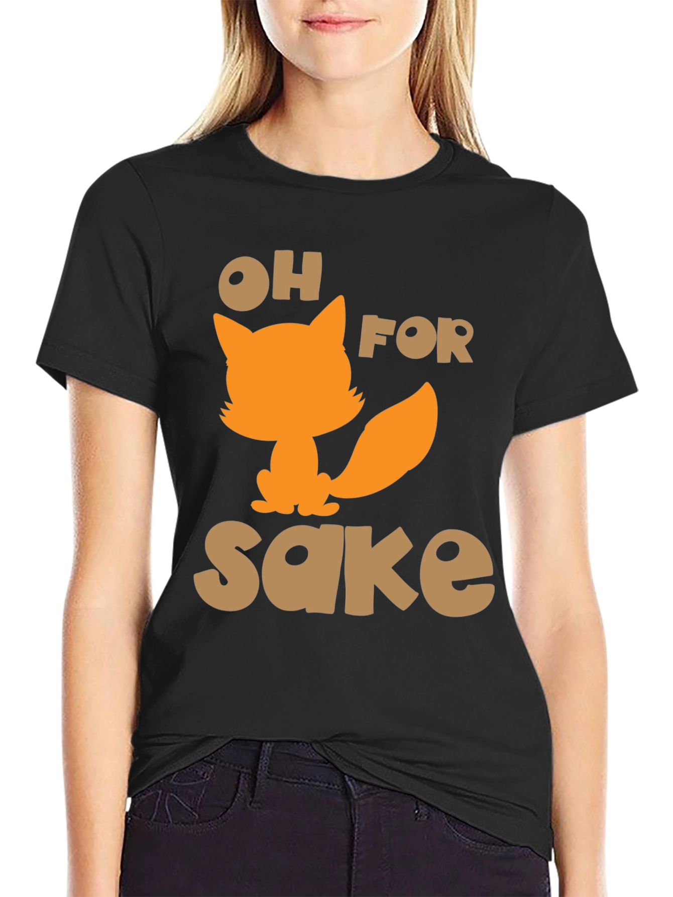 Black Oh For Fox Sake Funny Graphic T-Shirt view 2