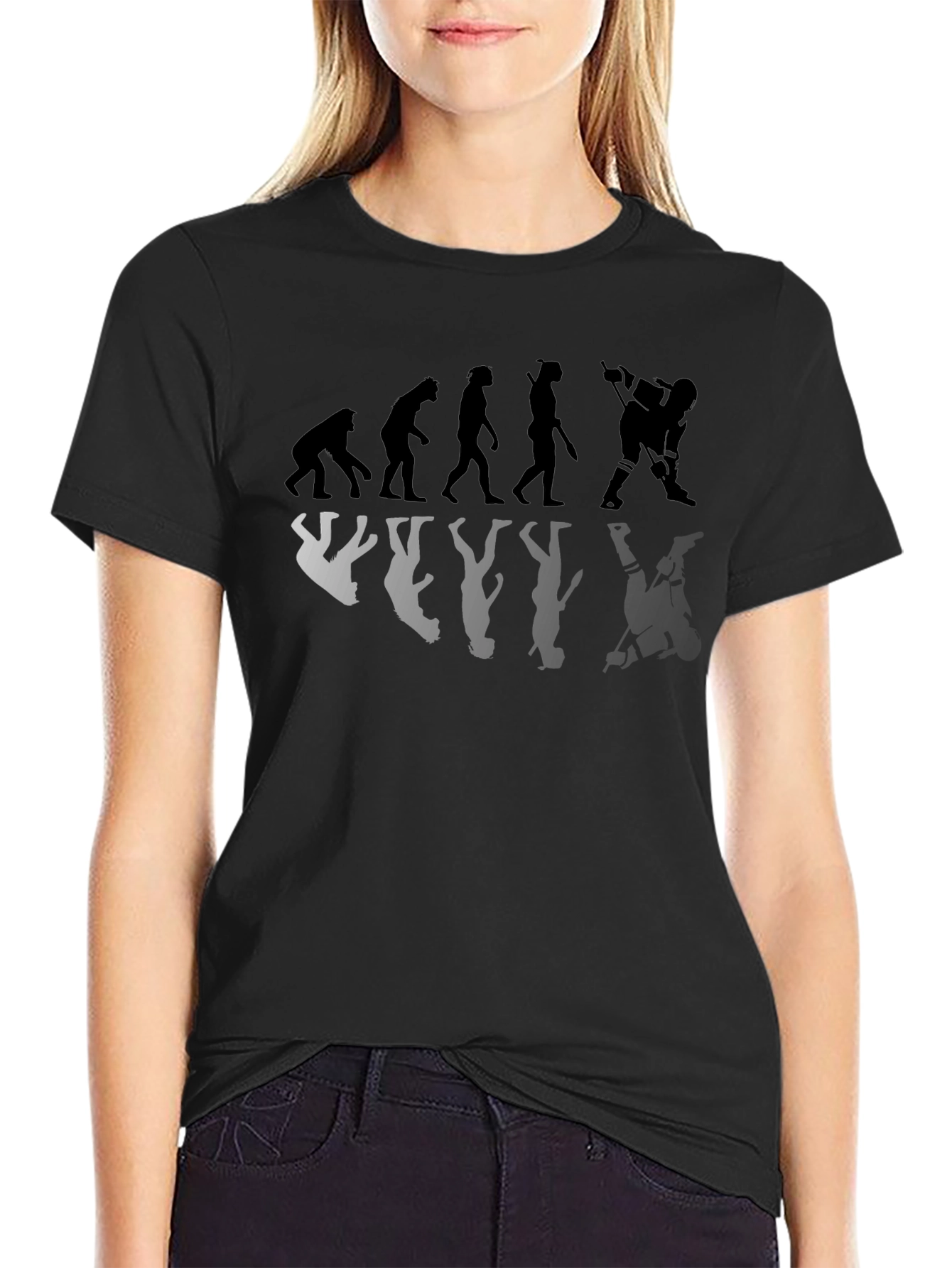 Black Hockey Evolution T-Shirt - Funny Hockey Player Gift view 2
