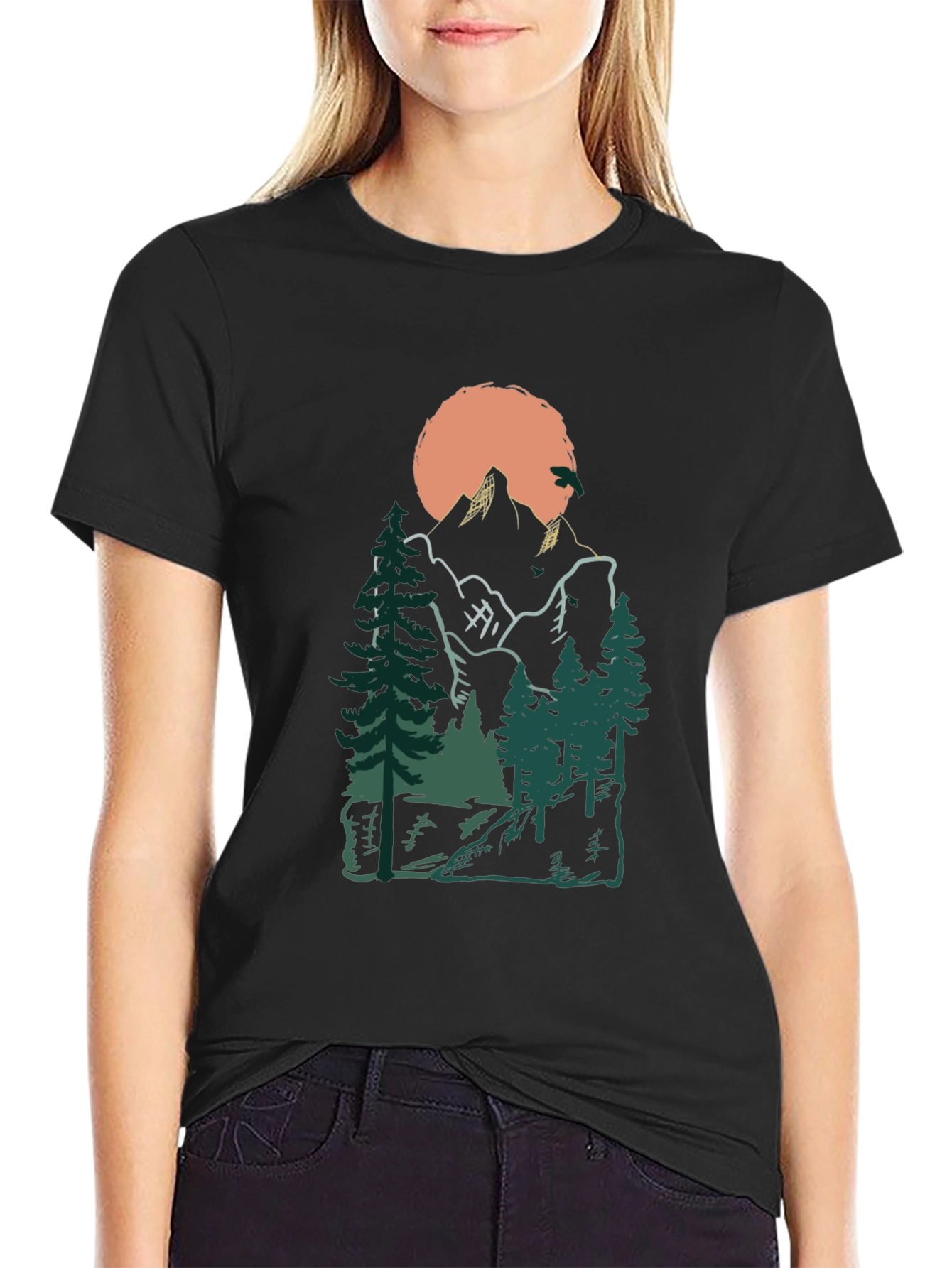Black Mountain Sunset Graphic Tee - Nature Lover's Shirt view 2