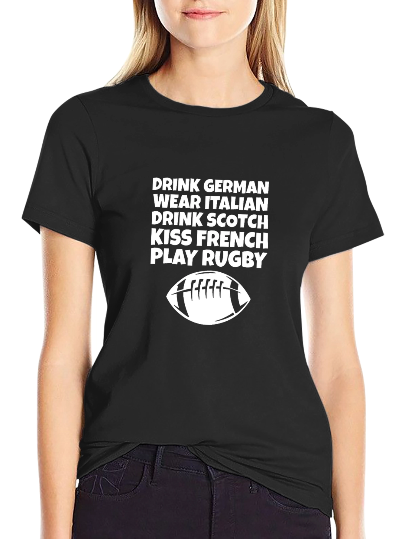 Black Rugby Fan Graphic T-Shirt view 2