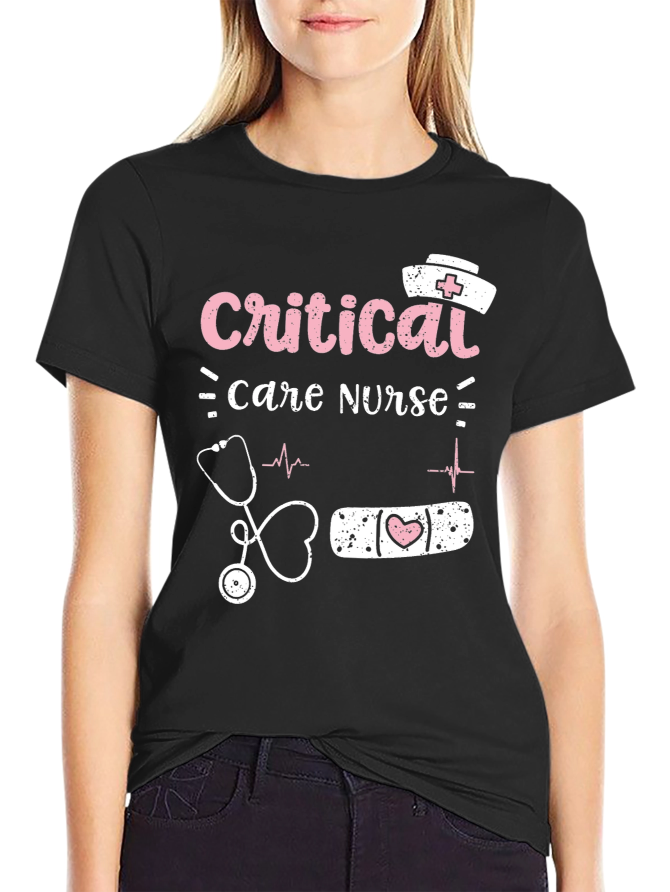 Black Critical Care Nurse Graphic T-Shirt view 2
