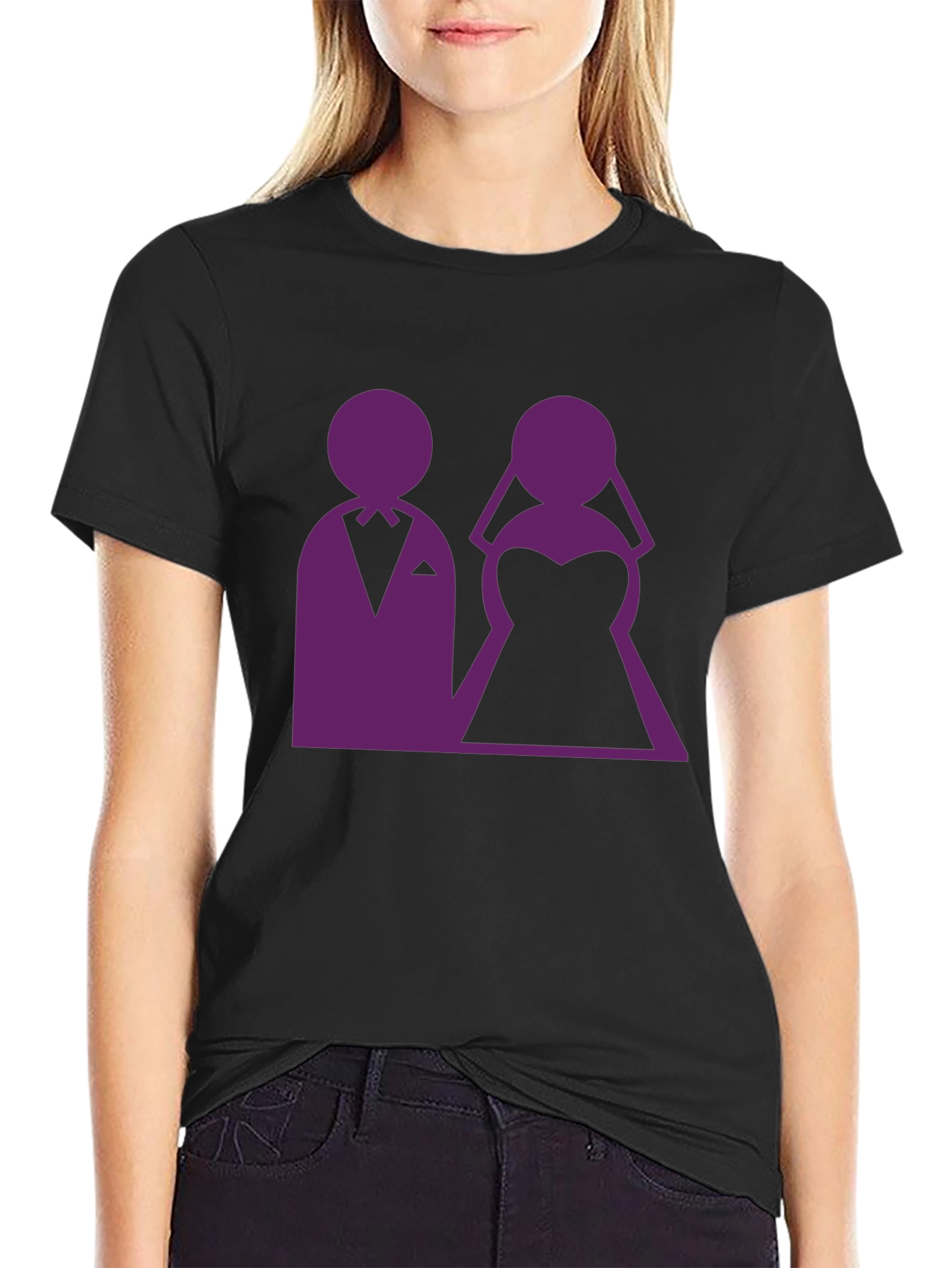Black Wedding Couple Graphic Tee - Black view 2