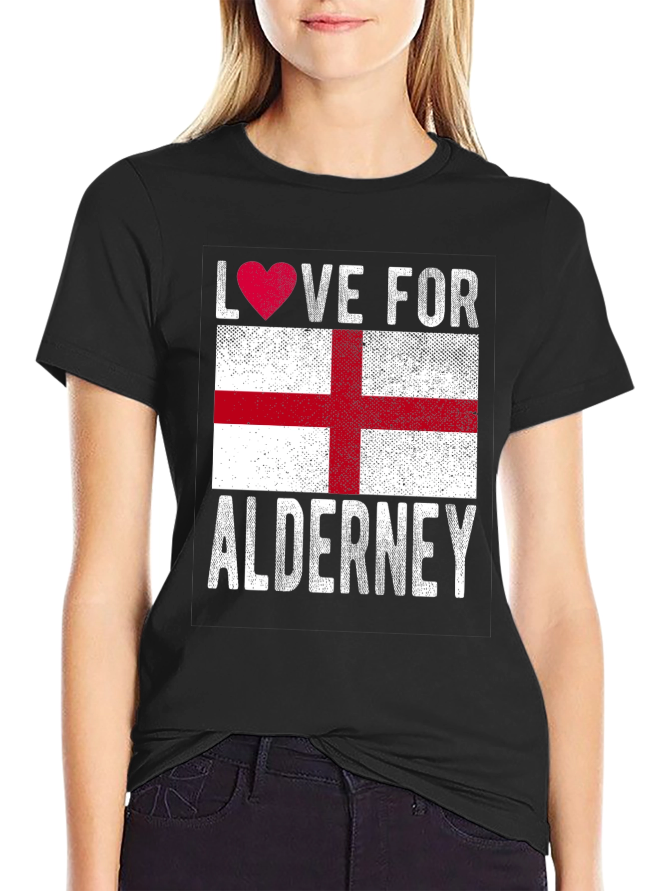 Black Love for Alderney Flag T-Shirt view 2