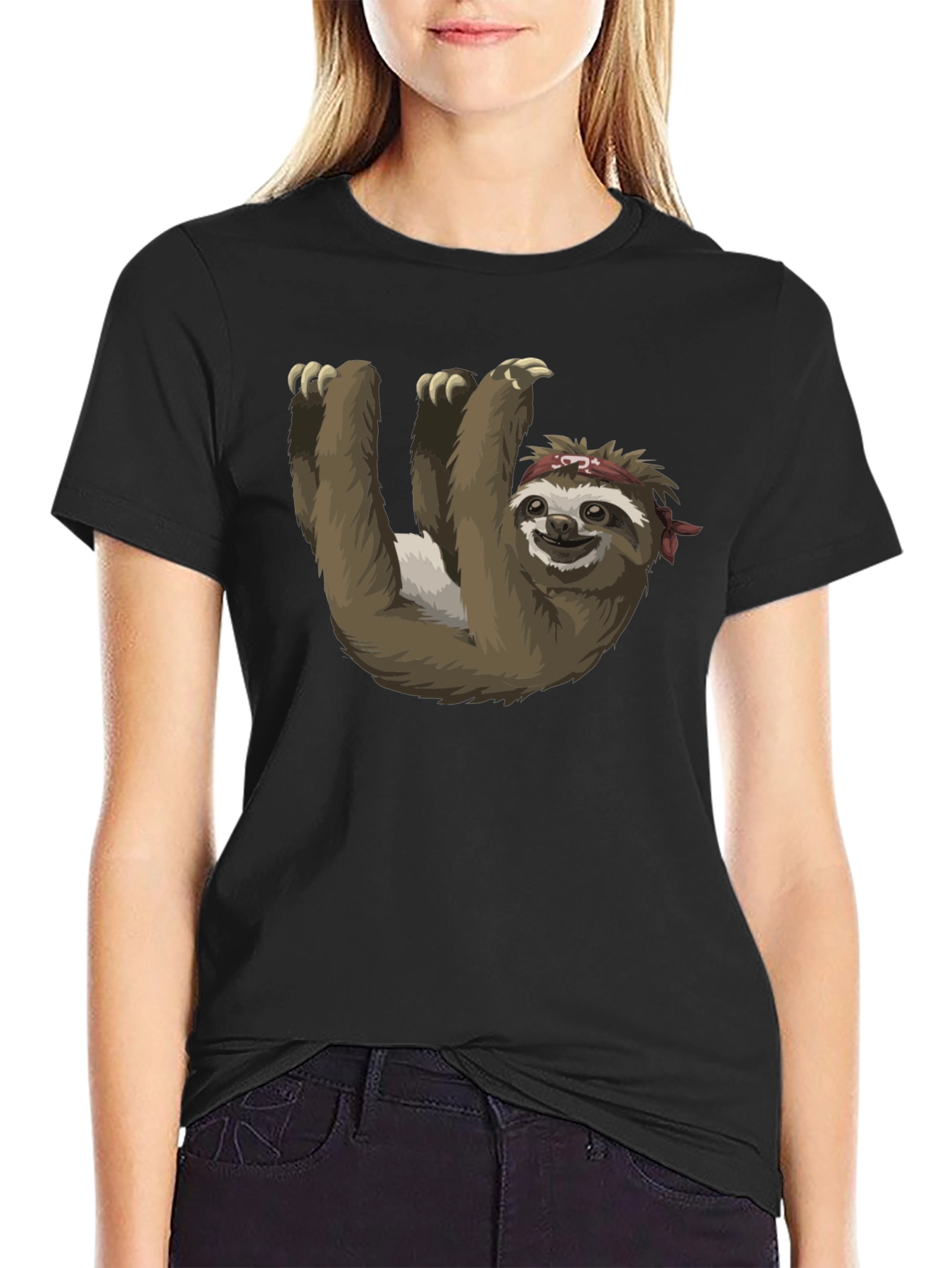 Black Sloth Bandit Black T-Shirt view 2