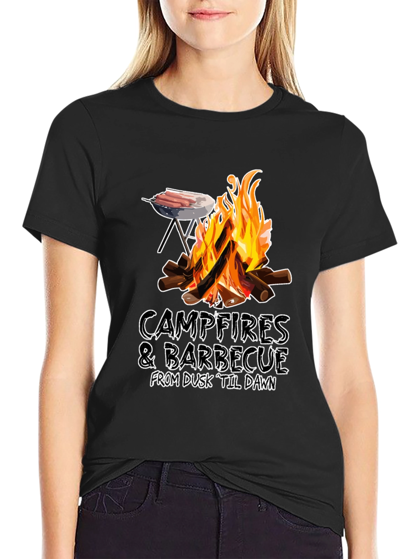 Black Campfires & Barbecue T-Shirt view 2