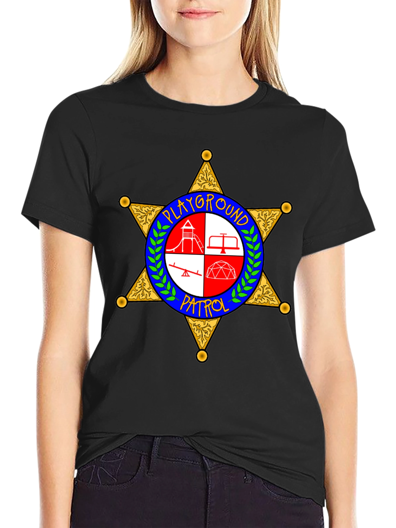 Black Playground Patrol Sheriff Star T-Shirt view 2