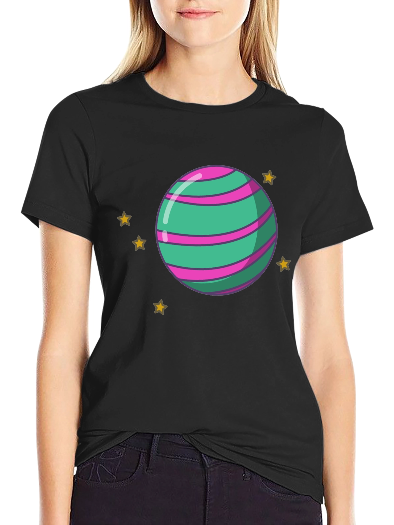 Black Planet Graphic Tee - Trendy Black Cotton T-Shirt view 2