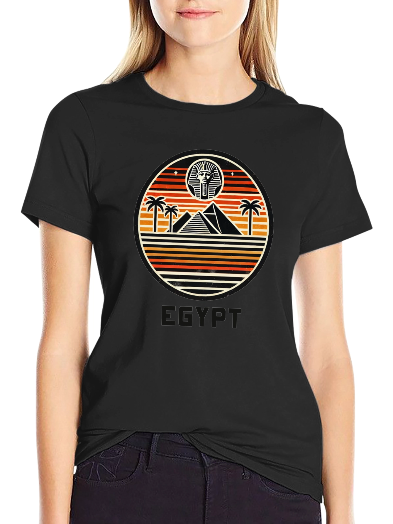 Black Retro Egyptian Pyramid T-Shirt view 2