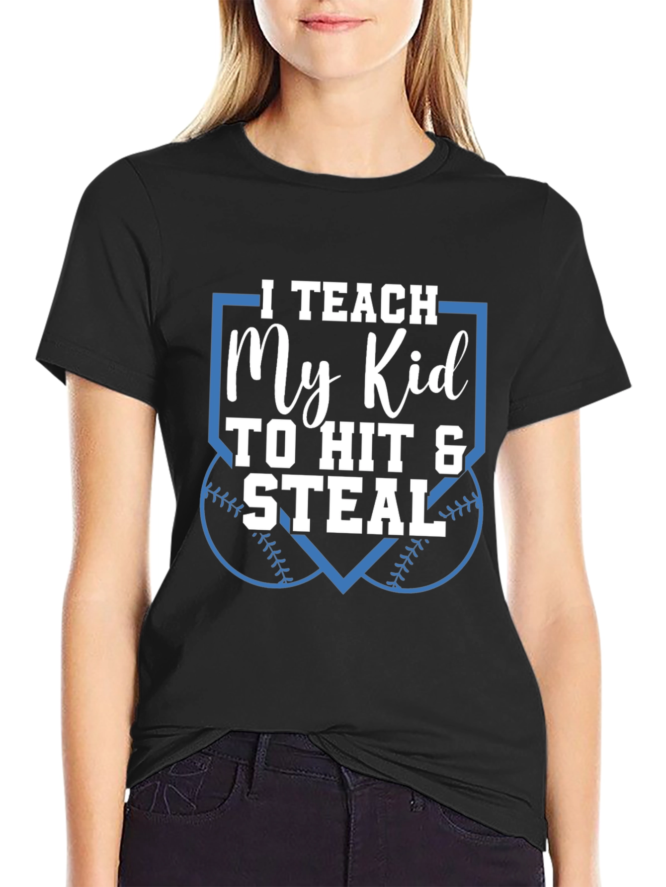 Black I Teach My Kid to Hit & Steal T-Shirt view 2