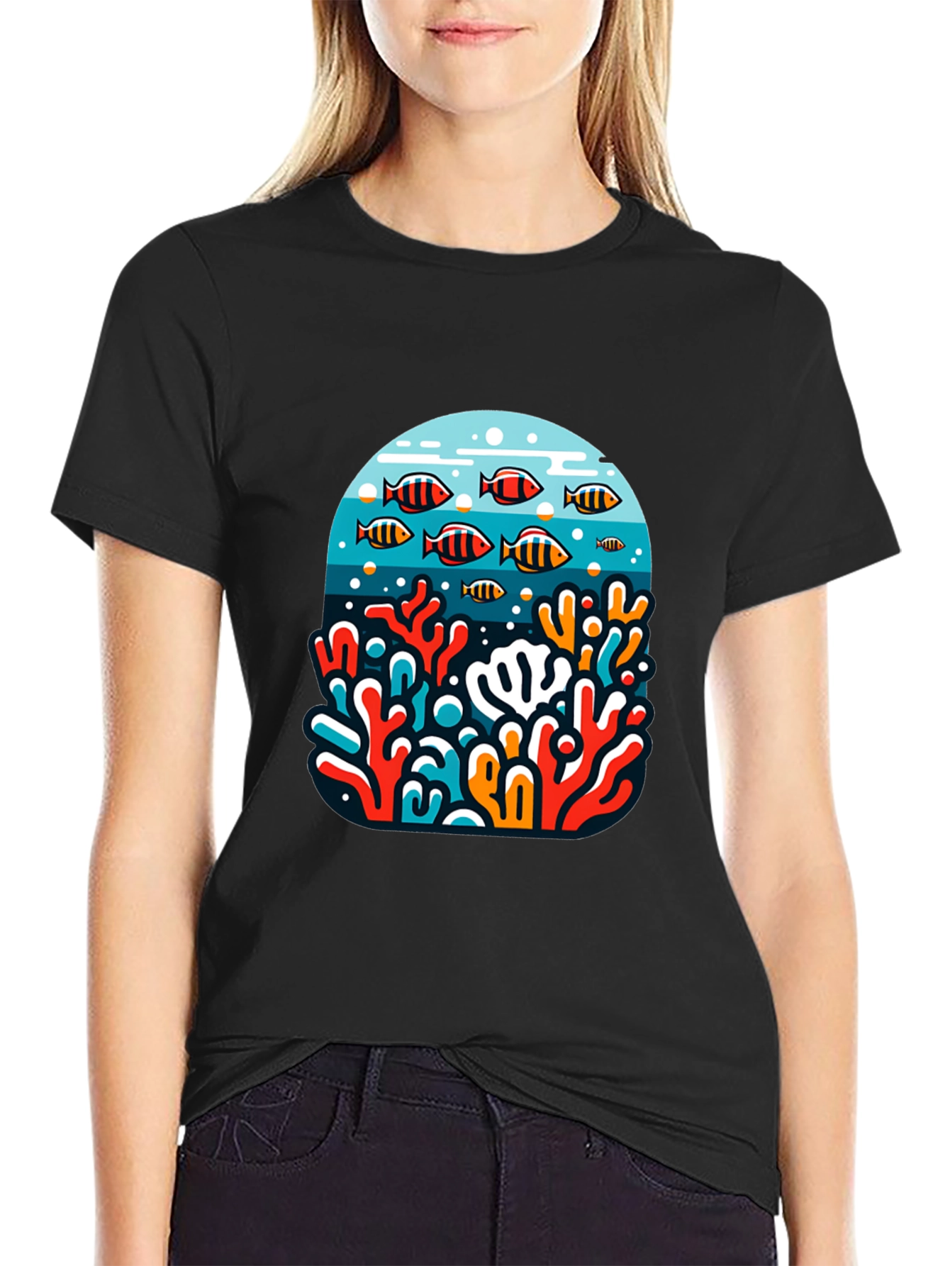 Black Ocean Reef Graphic Tee - Black view 2