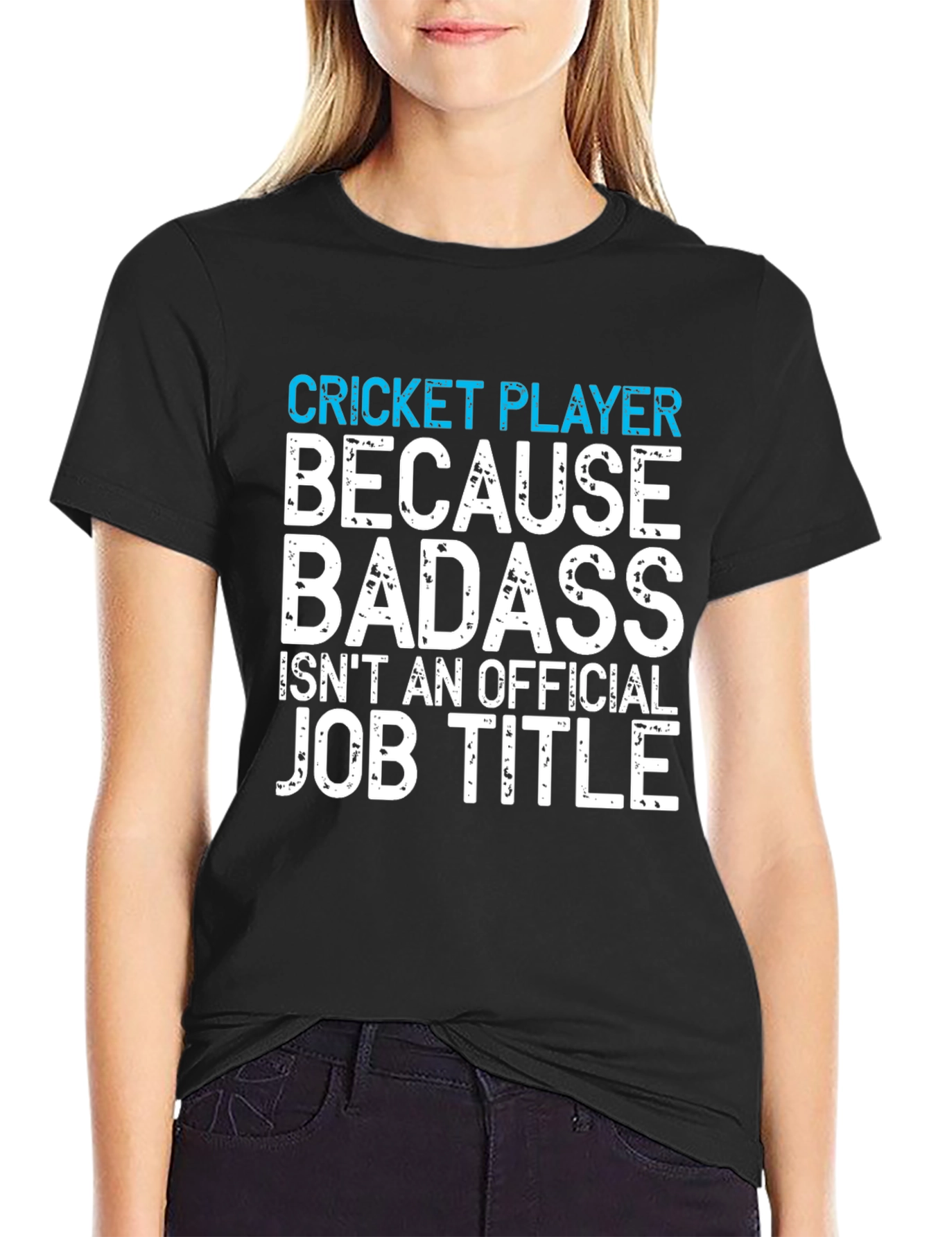 Black Cricket Player Badass Job Title Funny Graphic Tee view 2