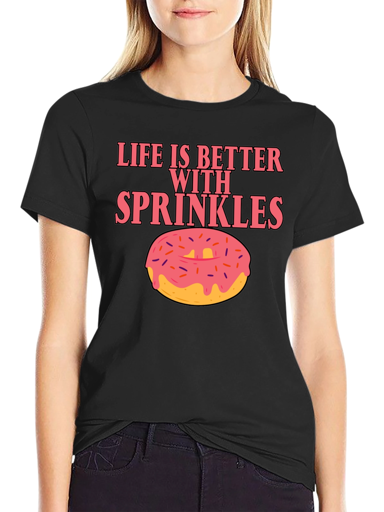 Black Life is Better with Sprinkles Donut T-Shirt view 2