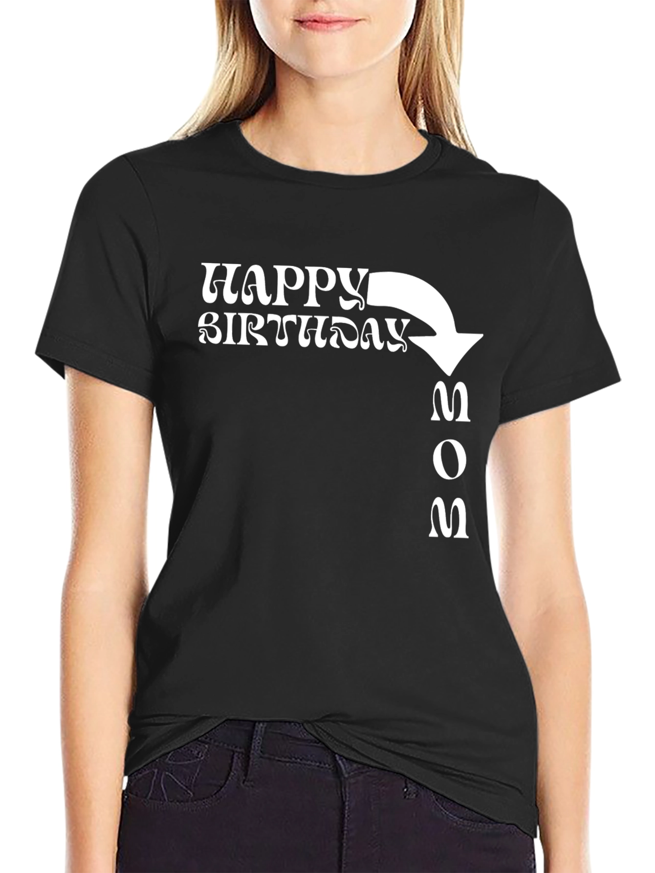 Black Happy Birthday Mom T-Shirt - Novelty Graphic Tee view 2